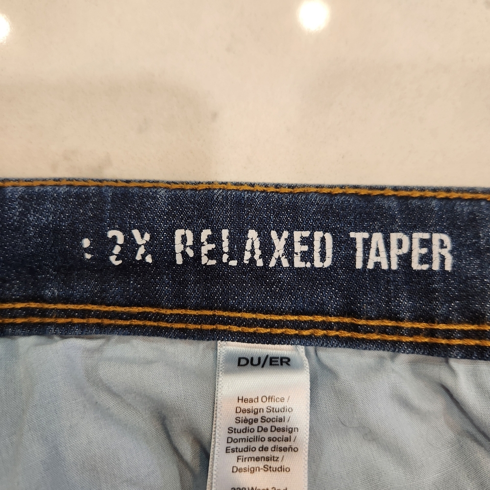 DU/ER Jeans Mens 32x30 L2X Relaxed Taper Fit Blue Stretch Pants DUER Dark Wash - Picture 7 of 16